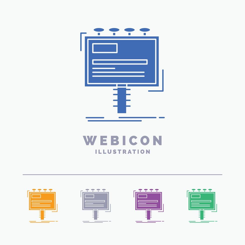 Anzeige. Anzeige. Werbung. Werbetafel. Promo 5-Farben-Glyphen-Web-Icon-Vorlage isoliert auf Weiß. Vektor-Illustration vektor