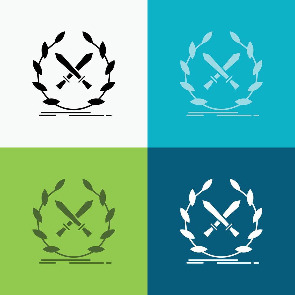 slåss. emblem. spel. märka. svärd ikon över olika bakgrund. glyf stil design. designad för webb och app. eps 10 vektor illustration