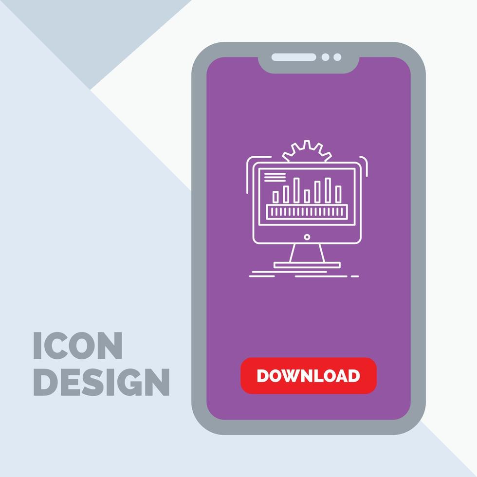 instrumentbräda. administration. övervaka. övervakning. bearbetning linje ikon i mobil för ladda ner sida vektor