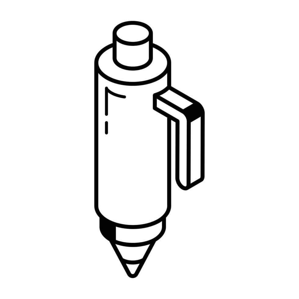 gebrauchsfertiges isometrisches Liniensymbol des Kugelschreibers vektor