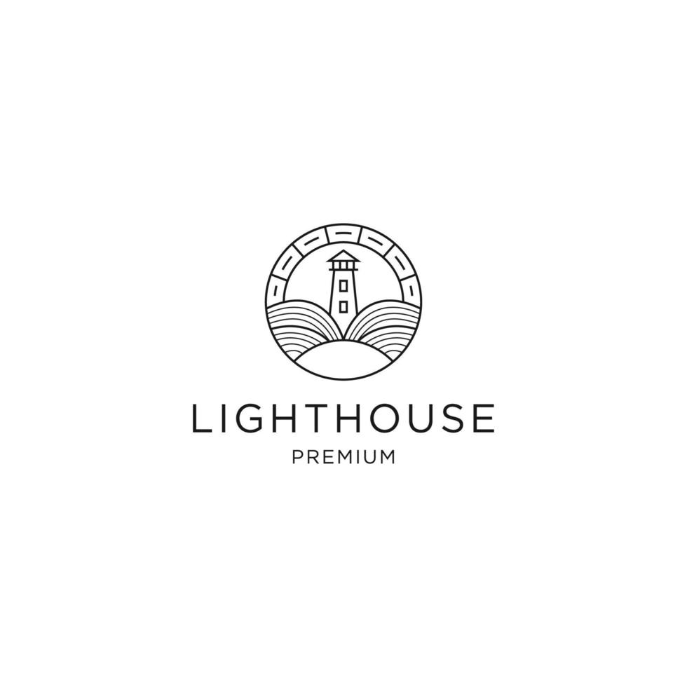 Leuchtturm Linie Logo Symbol Designvorlage vektor