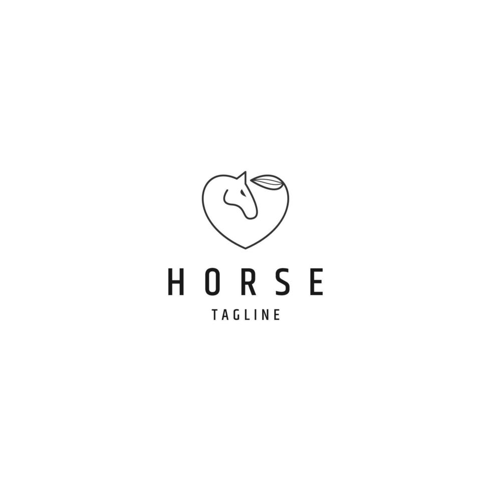 häst linje logotyp ikon design mall platt vektor