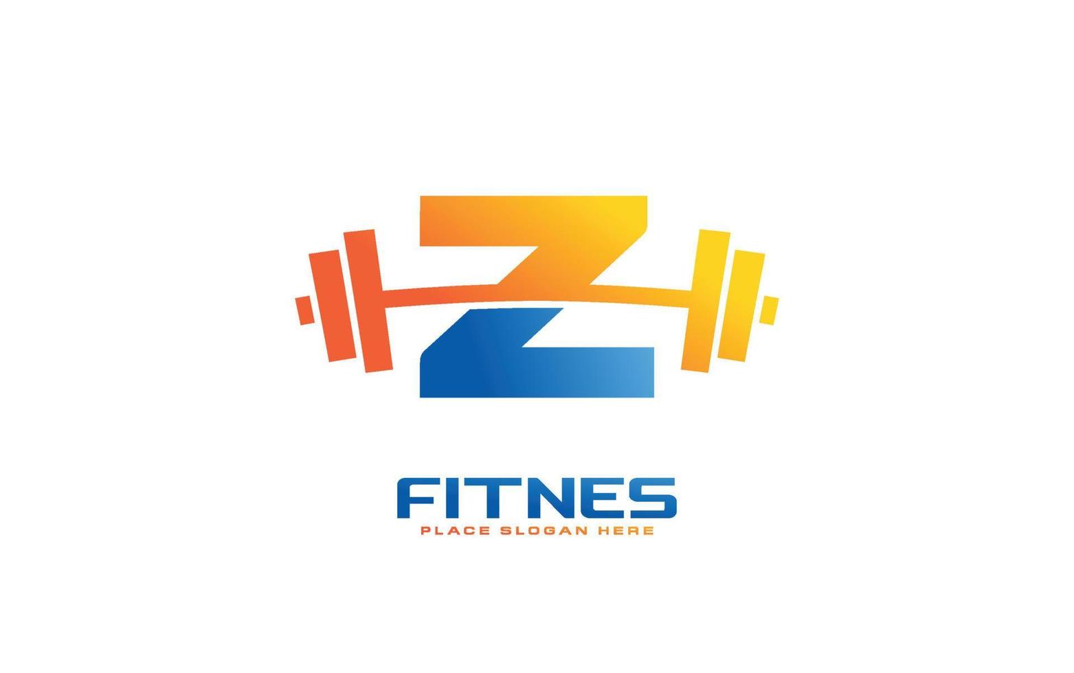 z-Logo-Fitnessstudio-Vektor für Identitätsunternehmen. Anfangsbuchstabe Fitness Vorlage Vektor Illustration für Ihre Marke.