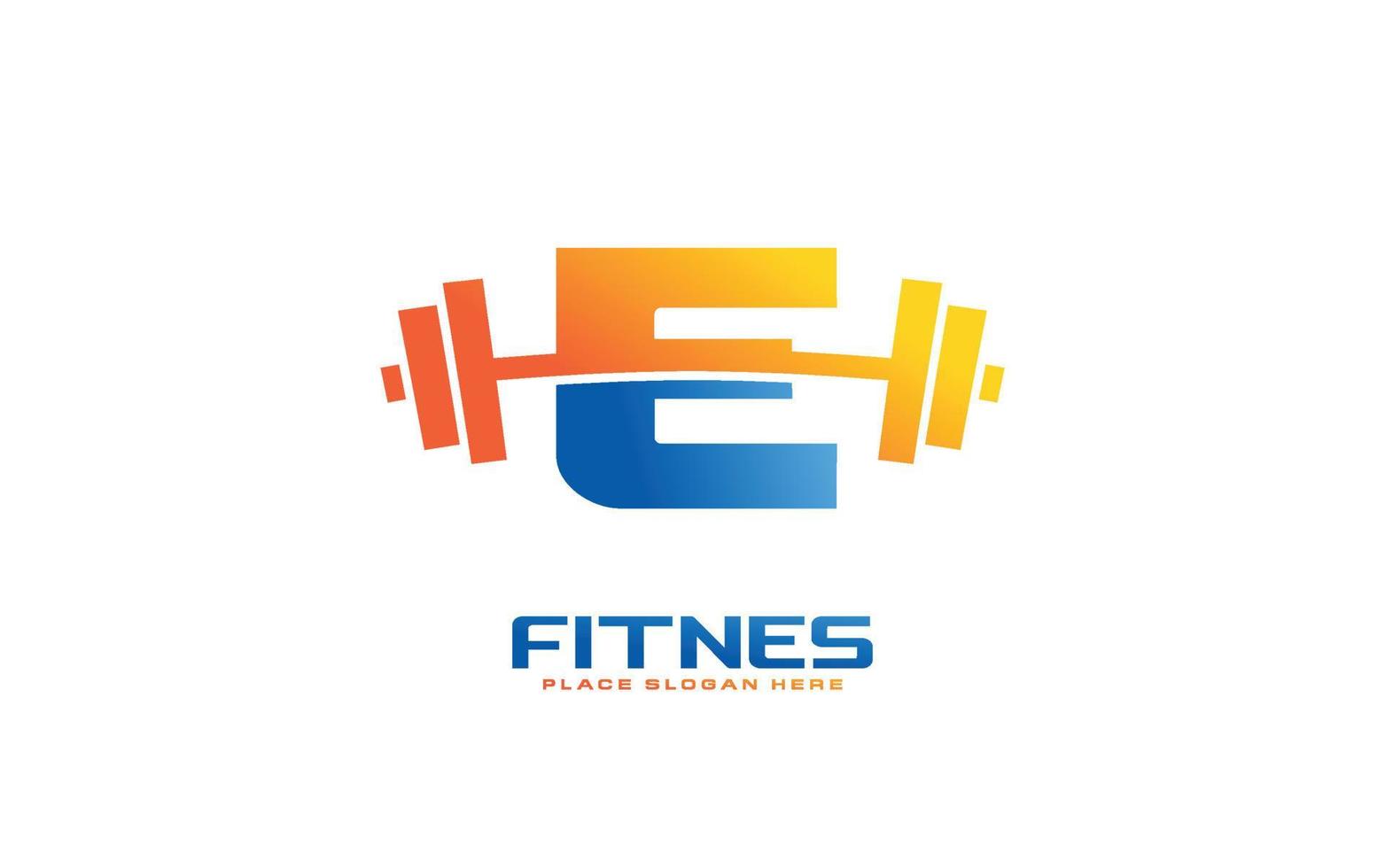 e-Logo-Fitnessstudio-Vektor für Identitätsunternehmen. Anfangsbuchstabe Fitness Vorlage Vektor Illustration für Ihre Marke.