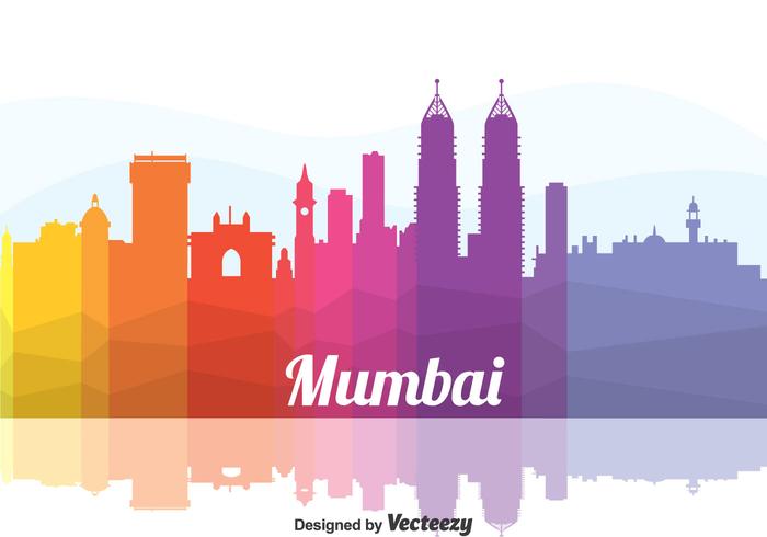 Färgglada Mumbai Cityscape Vector