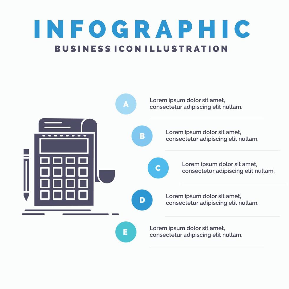 bokföring. granska. bankverksamhet. beräkning. kalkylator infographics mall för hemsida och presentation. glyf grå ikon med blå infographic stil vektor illustration.