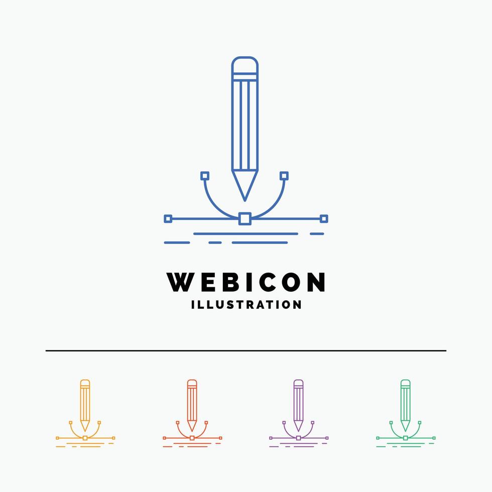 Illustration. Entwurf. Stift. Grafik. Zeichnen Sie eine Web-Icon-Vorlage mit 5 Farblinien, die auf Weiß isoliert ist. Vektor-Illustration vektor