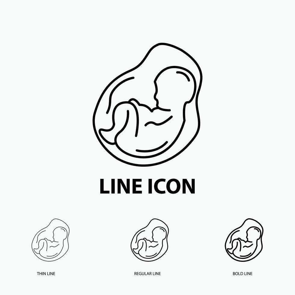 bebis. graviditet. gravid. obstetrik. foster ikon i tunn. regelbunden och djärv linje stil. vektor illustration