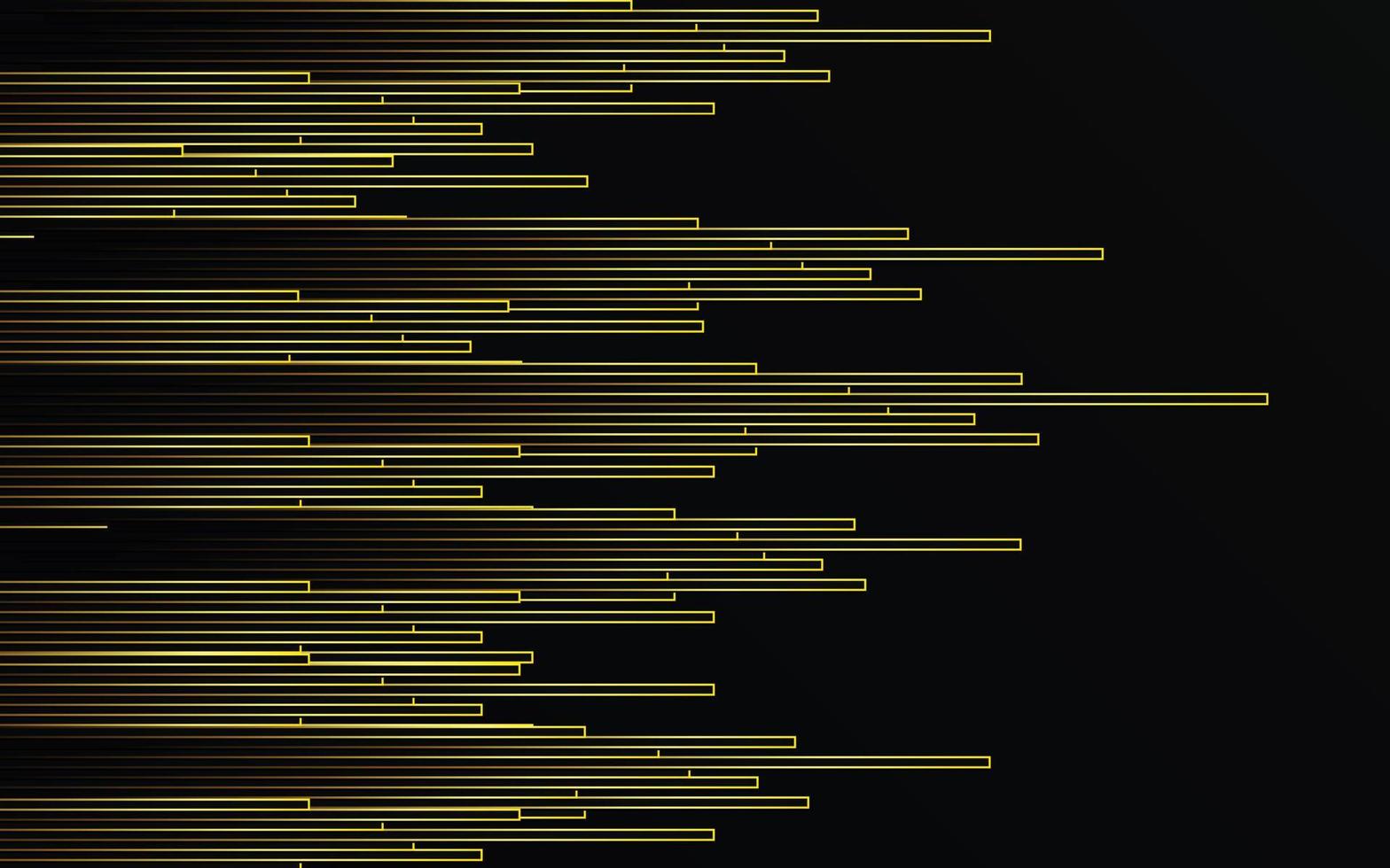 abstrakt guld ljus rader rör hastighet zoom på svart bakgrund teknologi vektor
