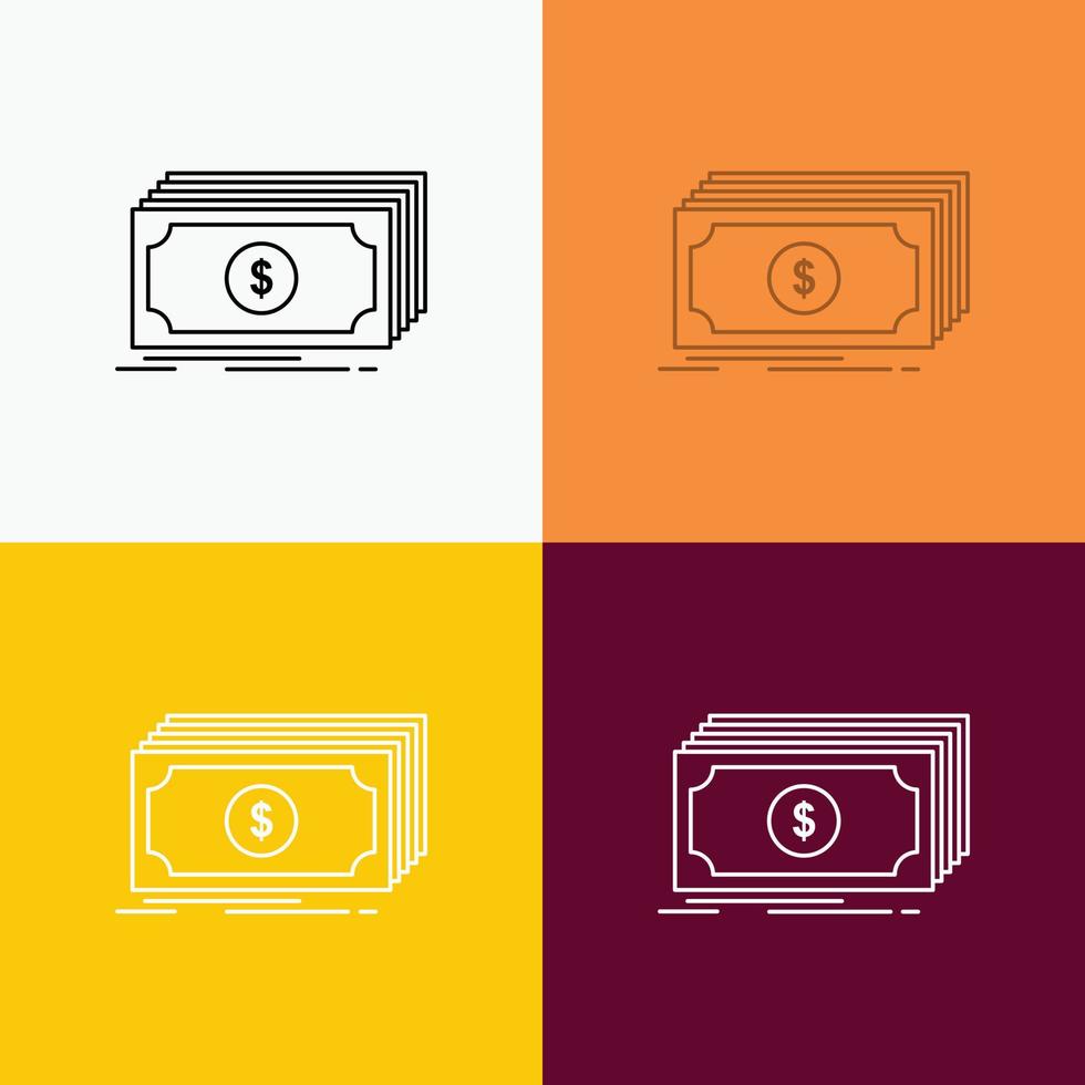 Kasse. Dollar. Finanzen. Mittel. Geldsymbol über verschiedenen Hintergrund. Linienstil-Design. entwickelt für Web und App. eps 10-Vektorillustration vektor