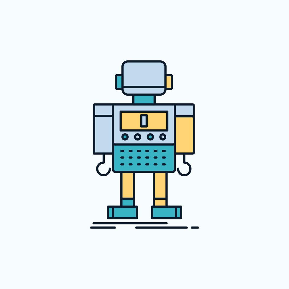 autonom. maskin. robot. robotisk. teknologi platt ikon. grön och gul tecken och symboler för hemsida och mobil tillämpning. vektor illustration