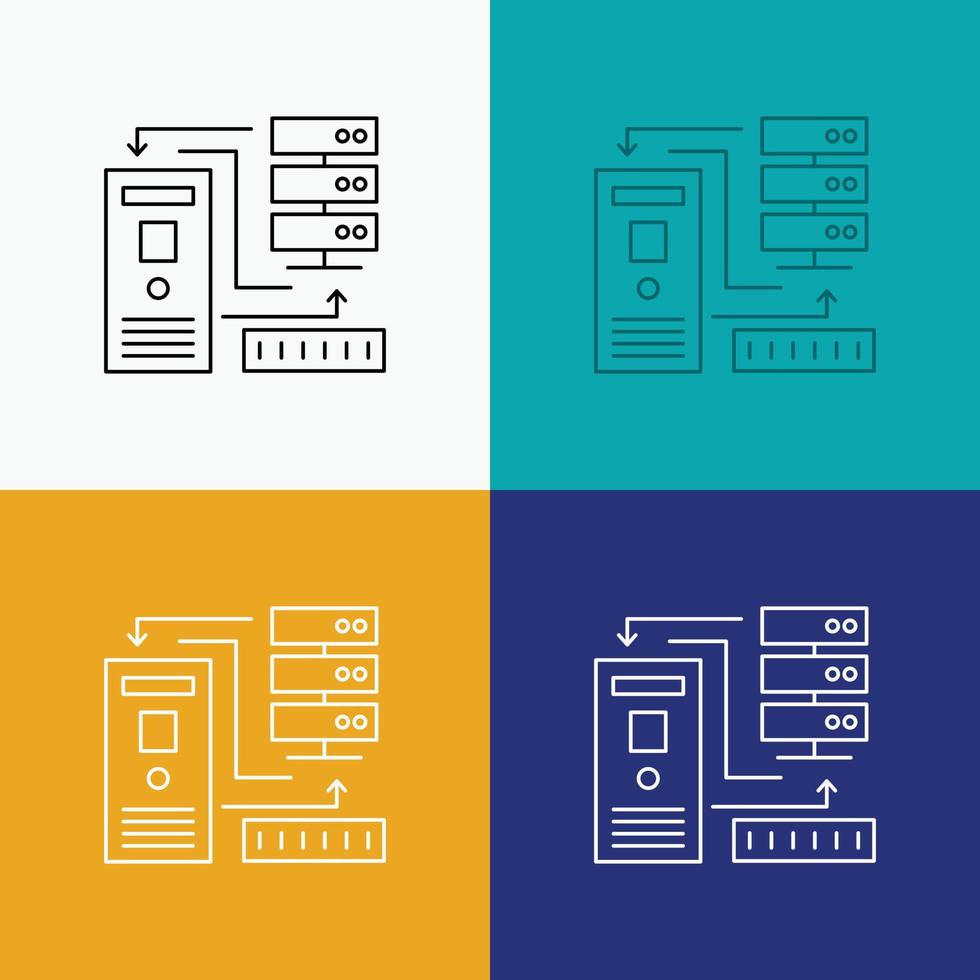 Kombination. Daten. Datenbank. elektronisch. Informationssymbol über verschiedenen Hintergrund. Linienstil-Design. entwickelt für Web und App. eps 10-Vektorillustration vektor