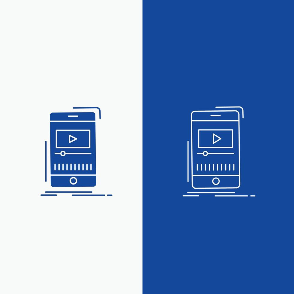 media. musik. spelare. video. mobil linje och glyf webb knapp i blå Färg vertikal baner för ui och ux. hemsida eller mobil Ansökan vektor
