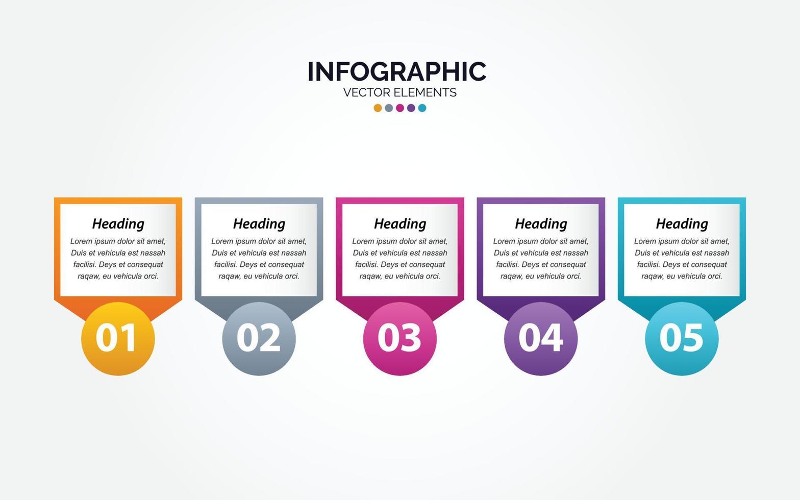 horizontale Infografik-Designvorlage. kreatives konzept mit 5 schritten. kann für das Workflow-Layout verwendet werden. Diagramm. Banner. Web-Design. Vektor-Illustration vektor