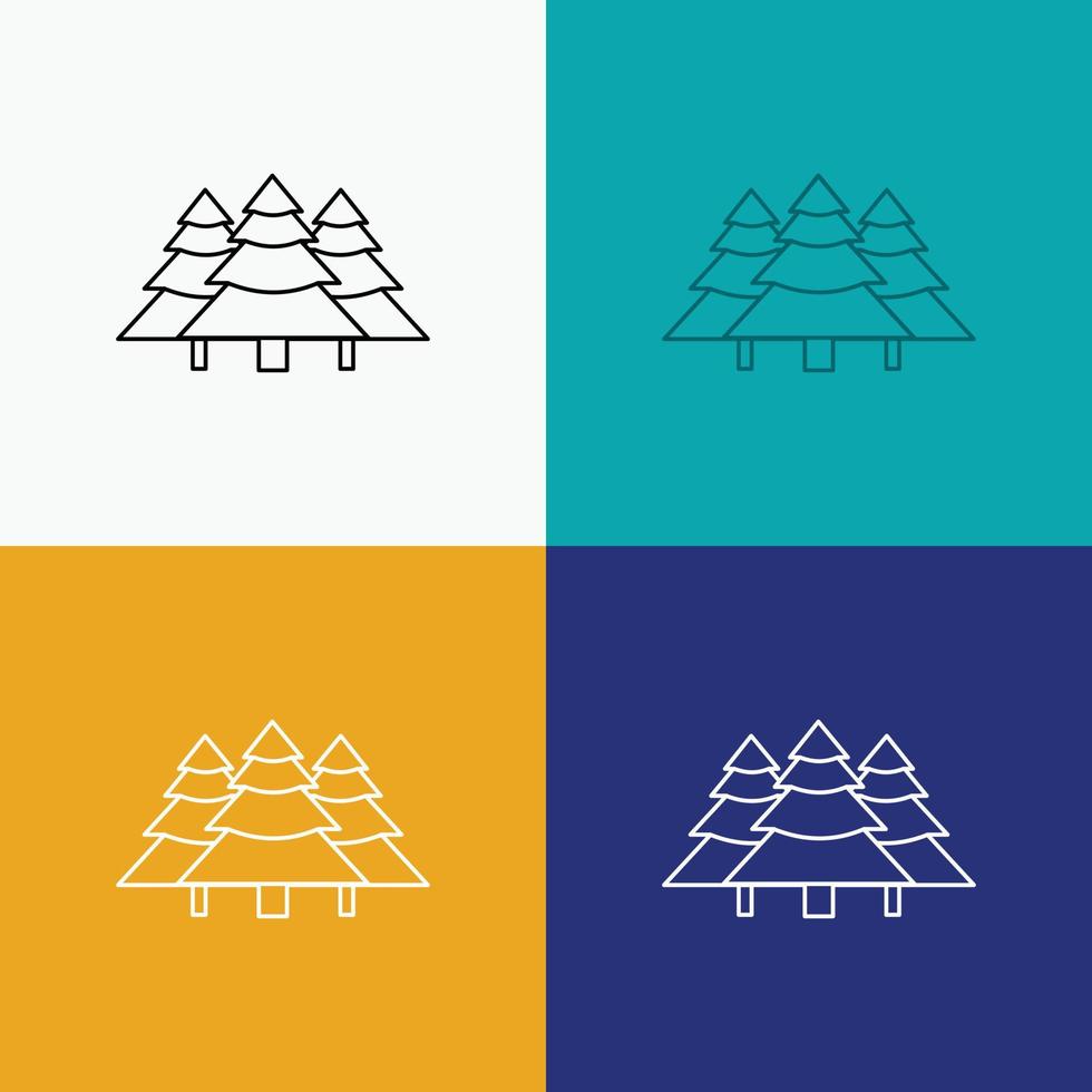 Wald. Camping. Urwald. Baum. Pinien-Symbol über verschiedenen Hintergrund. Linienstil-Design. entwickelt für Web und App. eps 10-Vektorillustration vektor