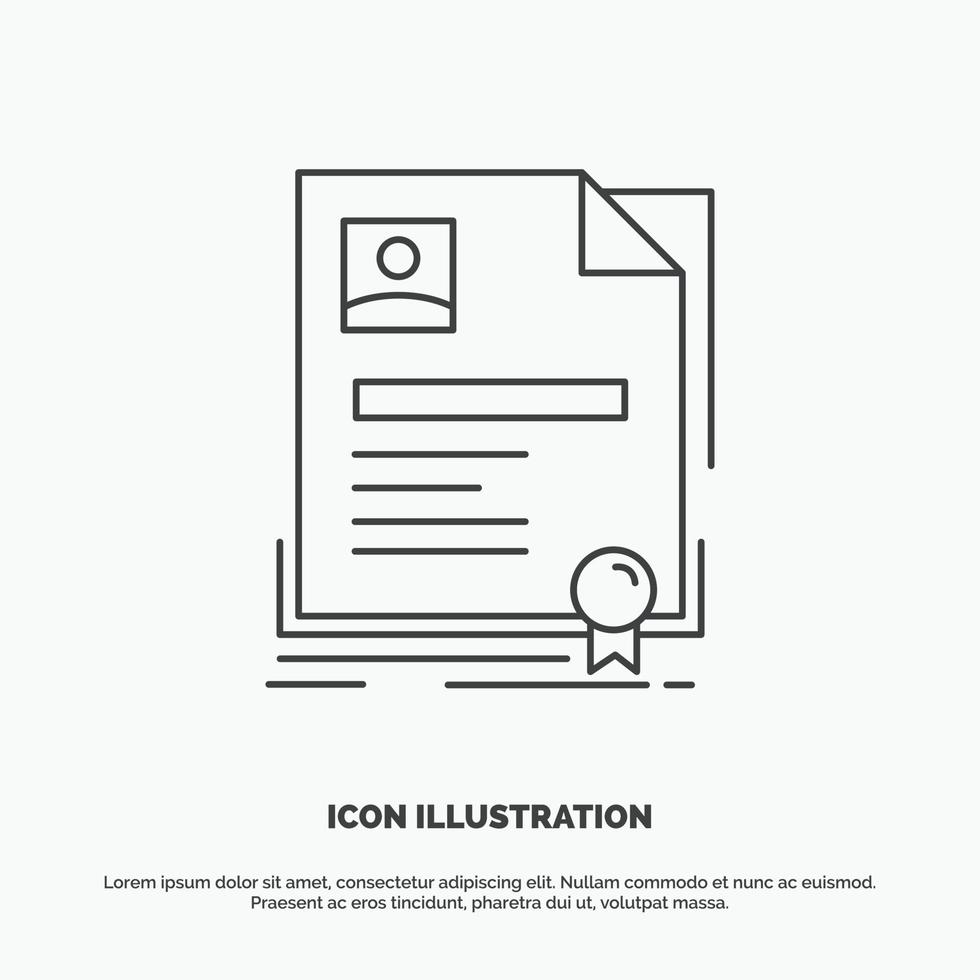 avtal. bricka. företag. avtal. certifikat ikon. linje vektor grå symbol för ui och ux. hemsida eller mobil Ansökan