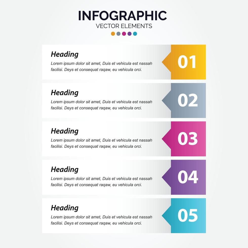 vertikale infografik-designvorlage für unternehmen mit symbolen und 5 fünf optionen oder schritten. vektor