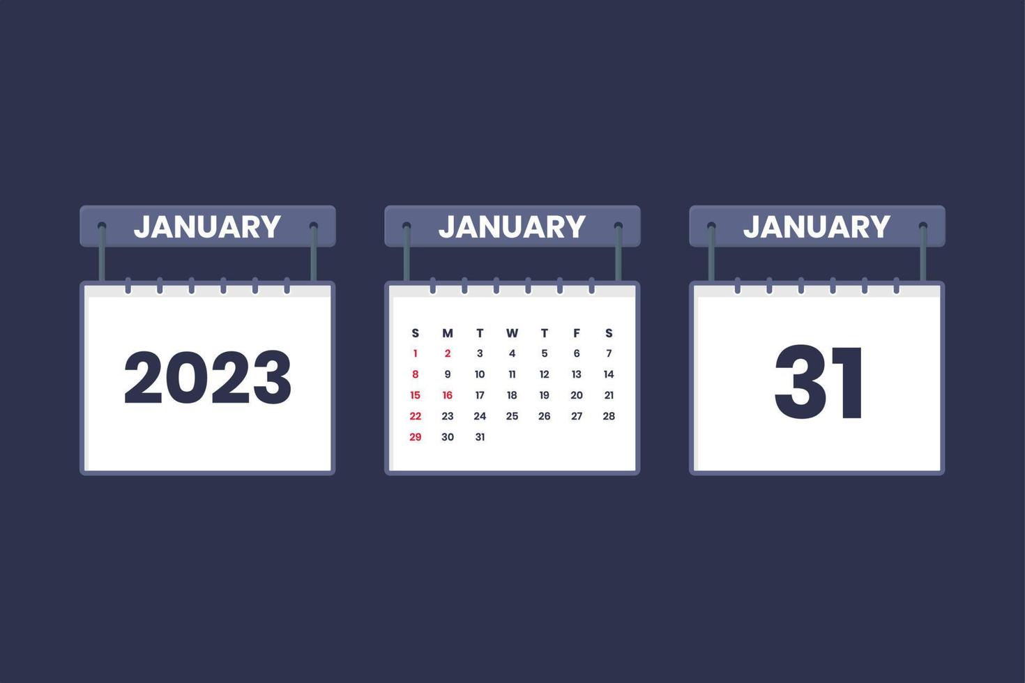31 januari 2023 kalender ikon för schema, utnämning, Viktig datum begrepp vektor