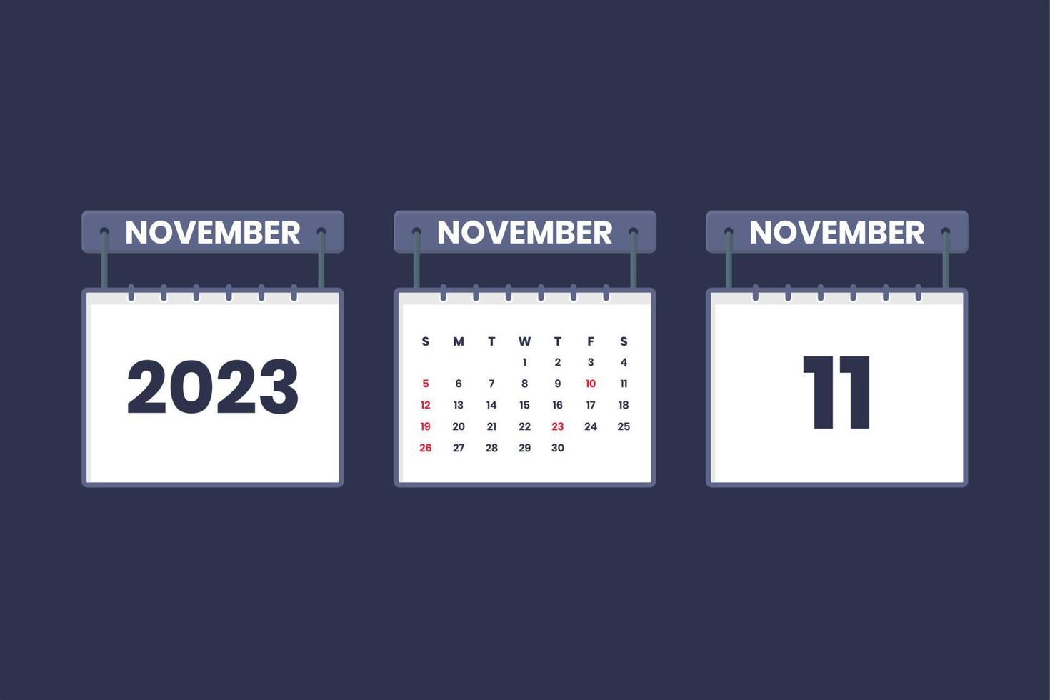 11 november 2023 kalender ikon för schema, utnämning, Viktig datum begrepp vektor