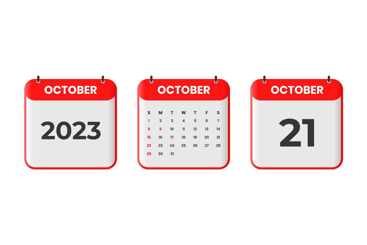 oktober 2023 kalender design. 21:e oktober 2023 kalender ikon för schema, utnämning, Viktig datum begrepp vektor
