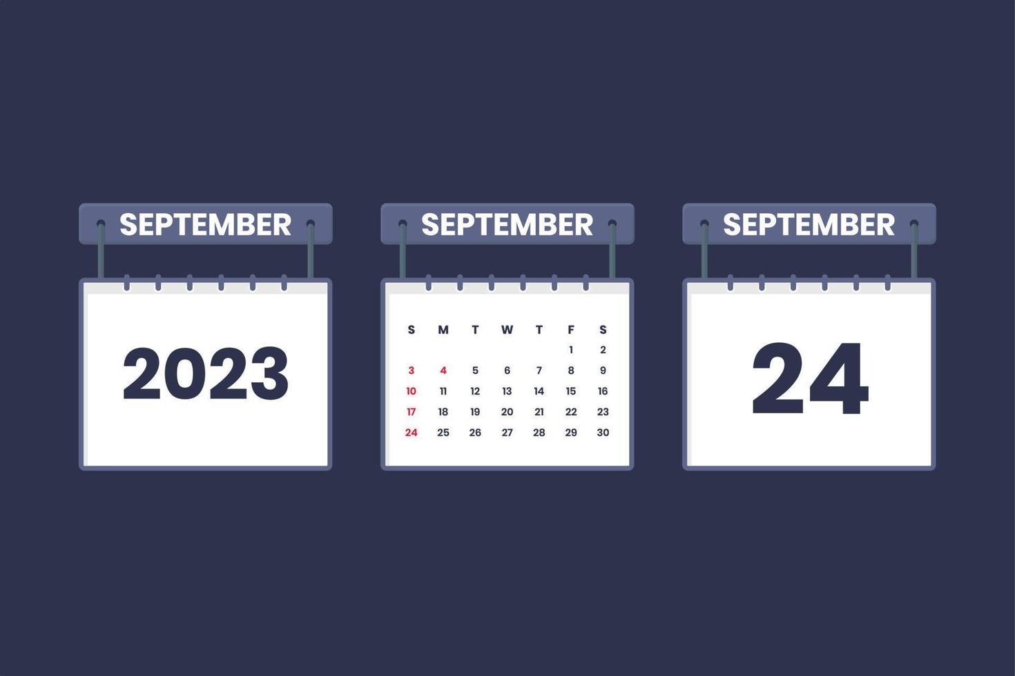 24 september 2023 kalender ikon för schema, utnämning, Viktig datum begrepp vektor