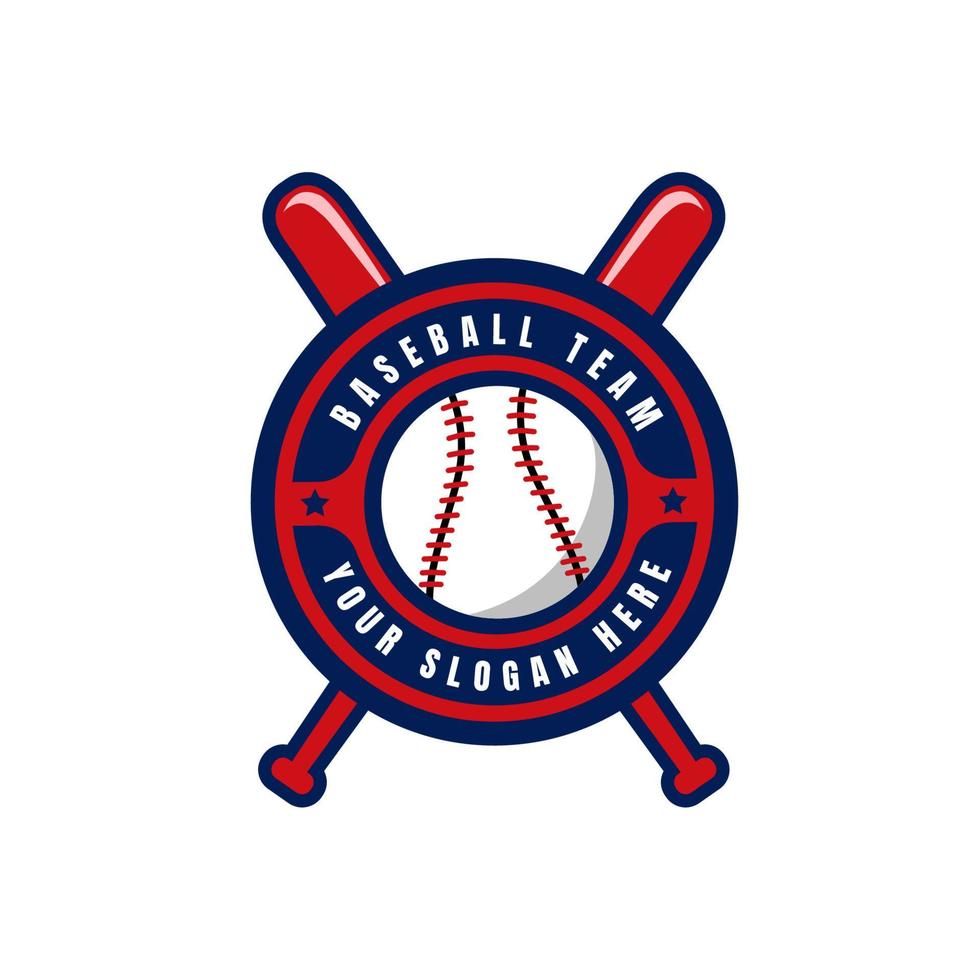 Baseball-Sportverein-Symbol, Softball-Team-Vektor-Abzeichen. Baseball-Varsity-Liga oder Schulsportverein-Emblem für Turnier- oder Meisterschaftsspiel vektor