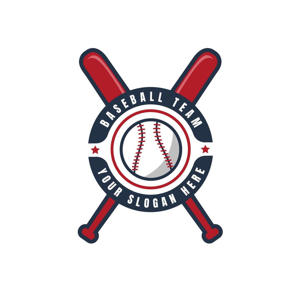 Baseball-Sportverein-Symbol, Softball-Team-Vektor-Abzeichen. Baseball-Varsity-Liga oder Schulsportverein-Emblem für Turnier- oder Meisterschaftsspiel vektor