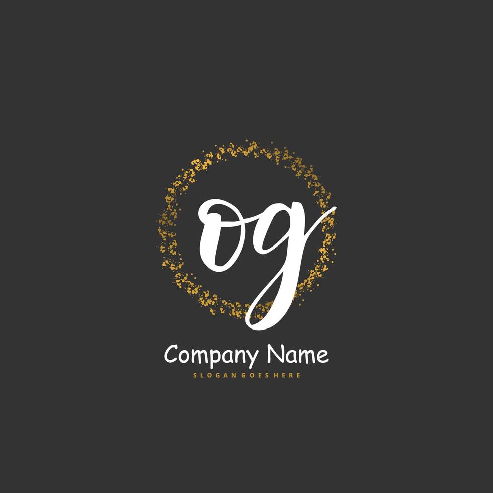 og Anfangshandschrift und Signatur-Logo-Design mit Kreis. schönes design handgeschriebenes logo für mode, team, hochzeit, luxuslogo. vektor