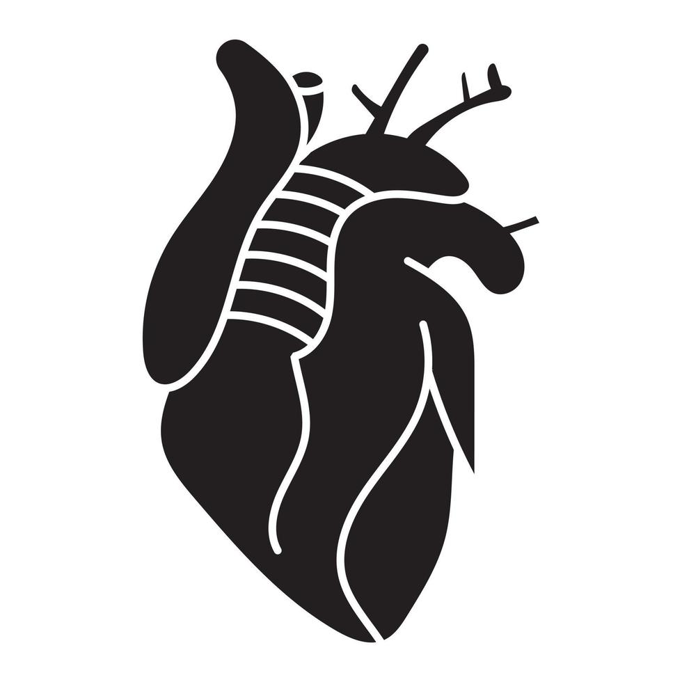 Innere Organe des menschlichen Herzens flaches Symbol für Apps oder Website vektor
