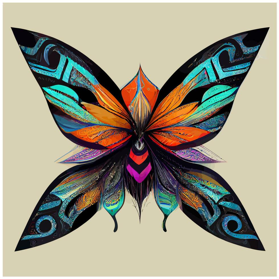 fjäril hand dragen eleganta dekorativ design element stam- för tatuering eller grafik posters vägg konst vinyl dekaler, vektor