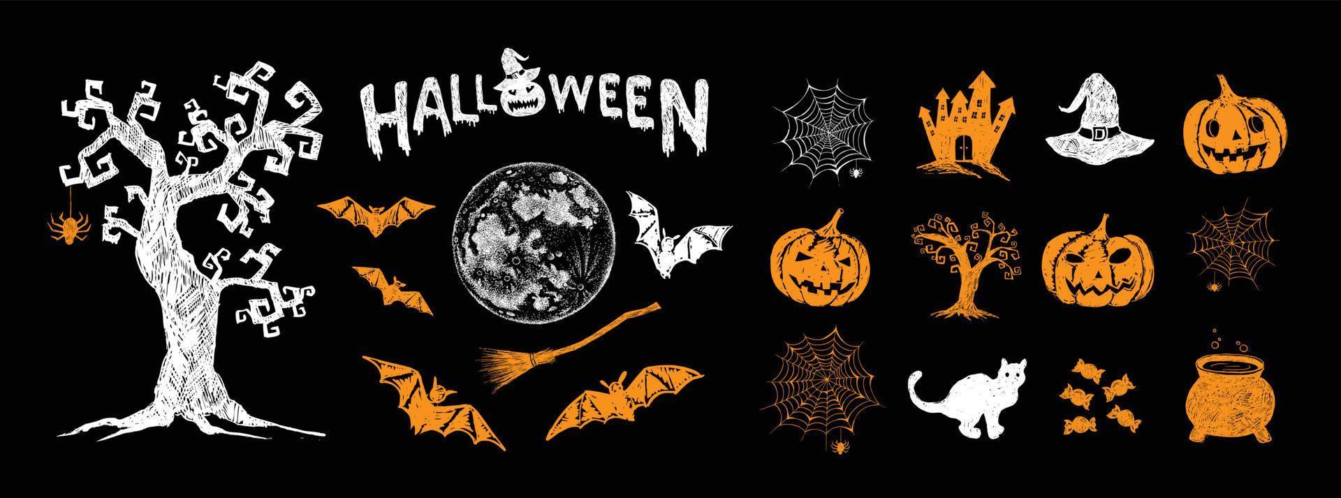 halloween-symbole handgezeichnete illustrationen vektor