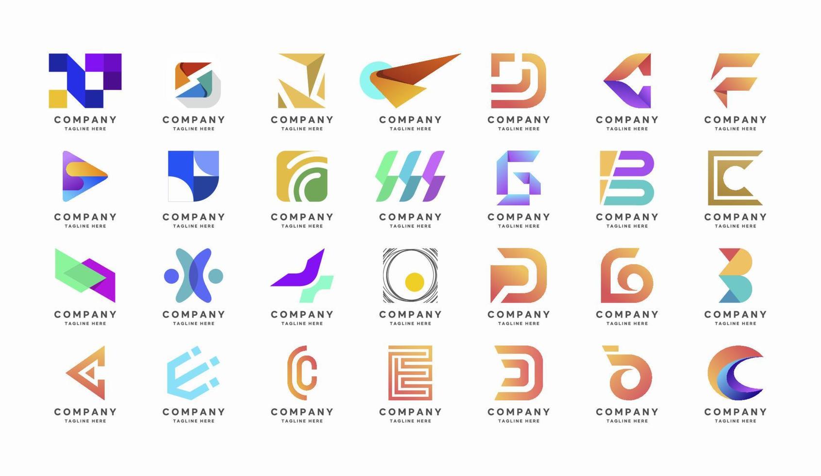 abstrakt färgrik logotyper mega samling. geometrisk abstrakt logotyper vektor