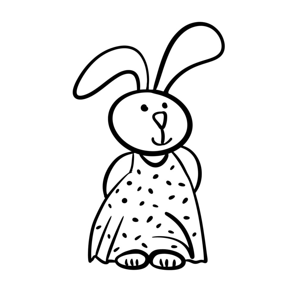 dra vektor illustration söt kanin, kanin, flicka. symbol 2023 år. klotter stil.