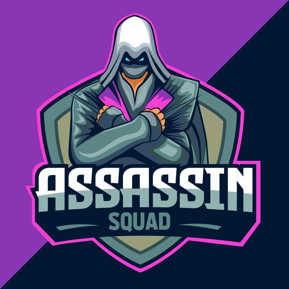 assassin esport logotyp maskot design vektor