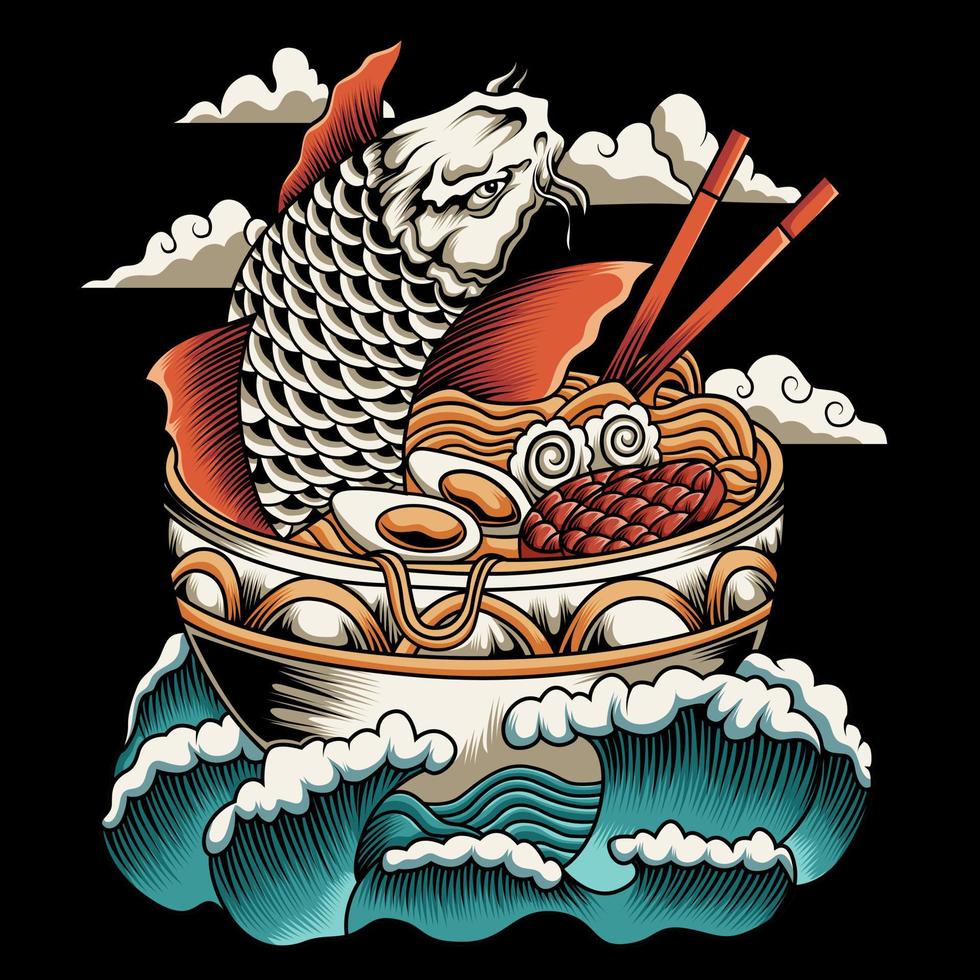 koi fisk Ramen vektor illustration