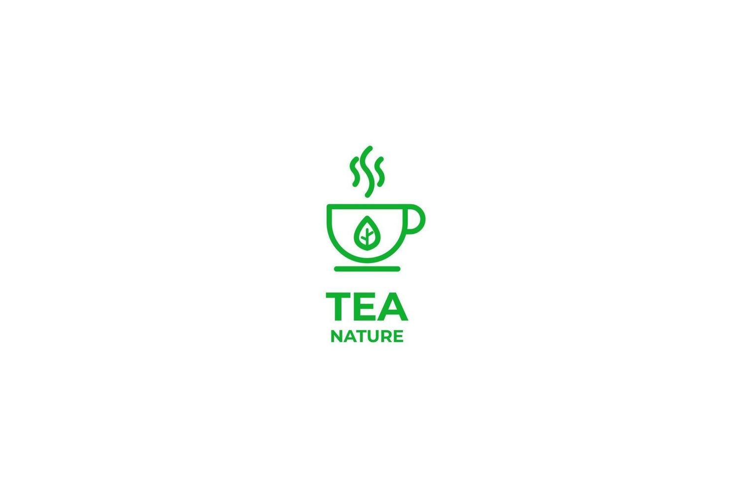 flache Blatt Teetasse einfache Linie Logo Design Vektor Illustration Idee