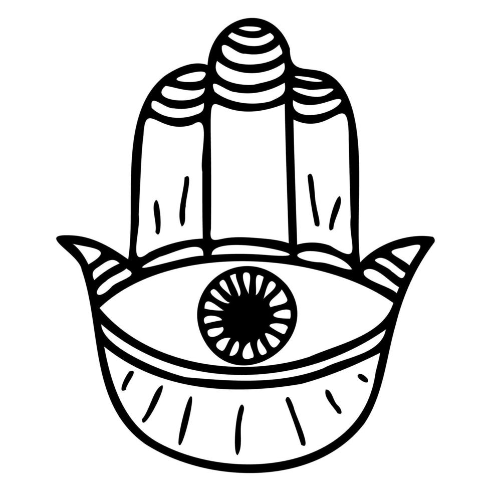 Hand gezeichnete Hamsa-Hand. Vektorsymbol Yoga. vektor