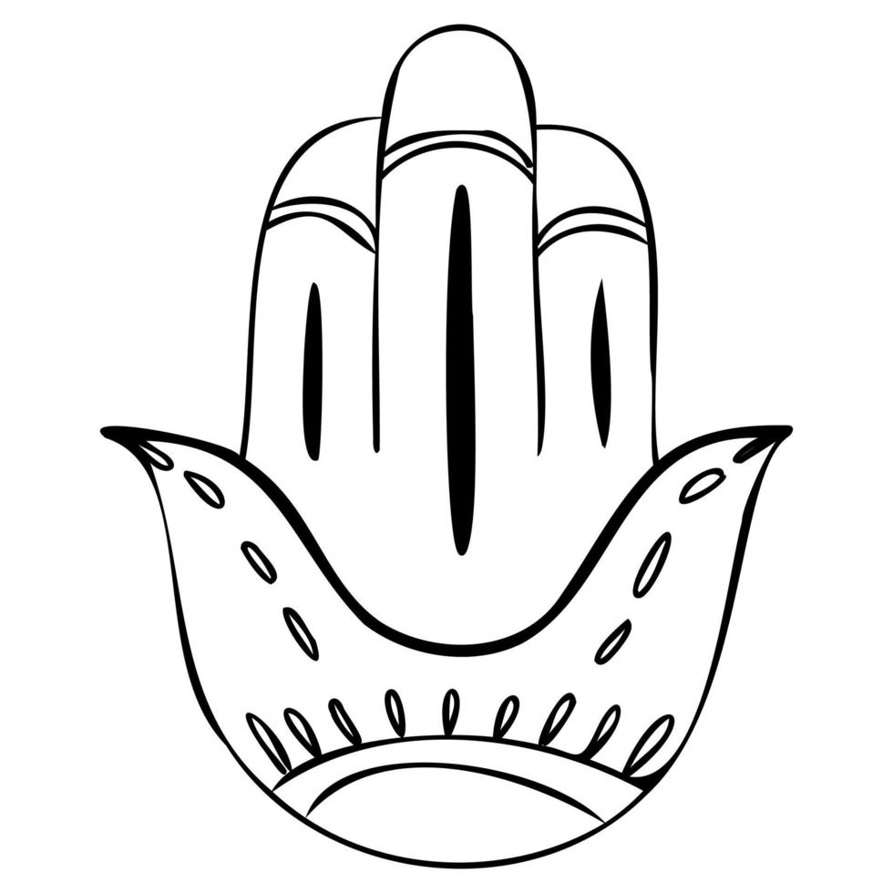 hand dragen hamsa hand. vektor symbol yoga.