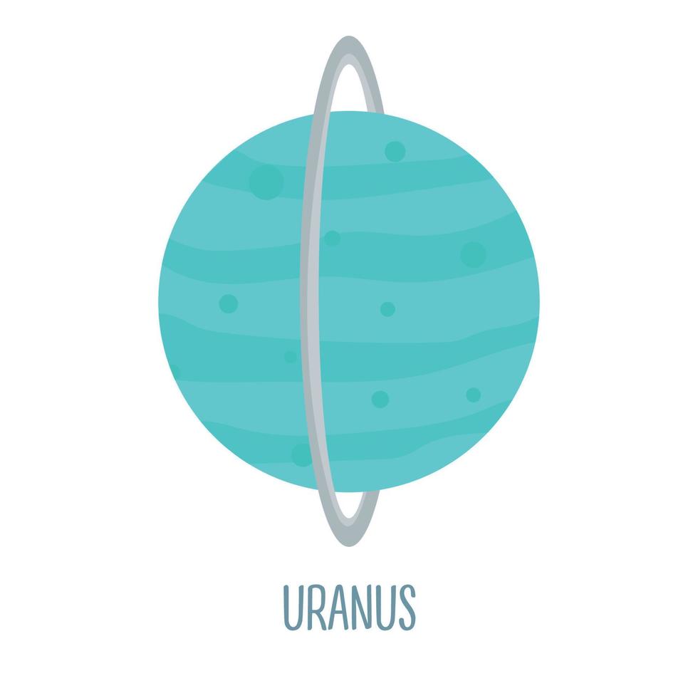 uran. planet av de sol- systemet på en vit bakgrund. vektor illustration i tecknad serie stil för barn. ikon av de planet.