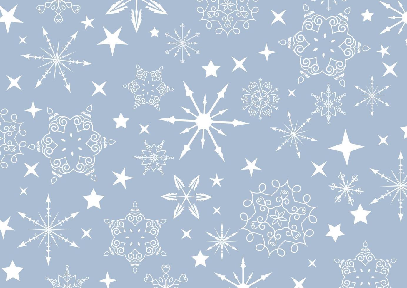 jul bakgrund med snöflingor och stjärnor vektor