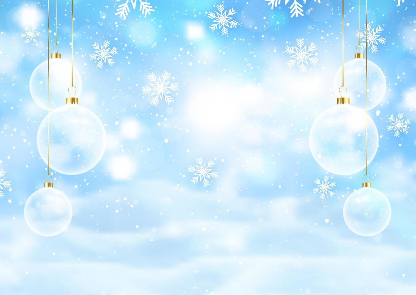 jul bakgrund med hängande grannlåt och snöflingor vektor