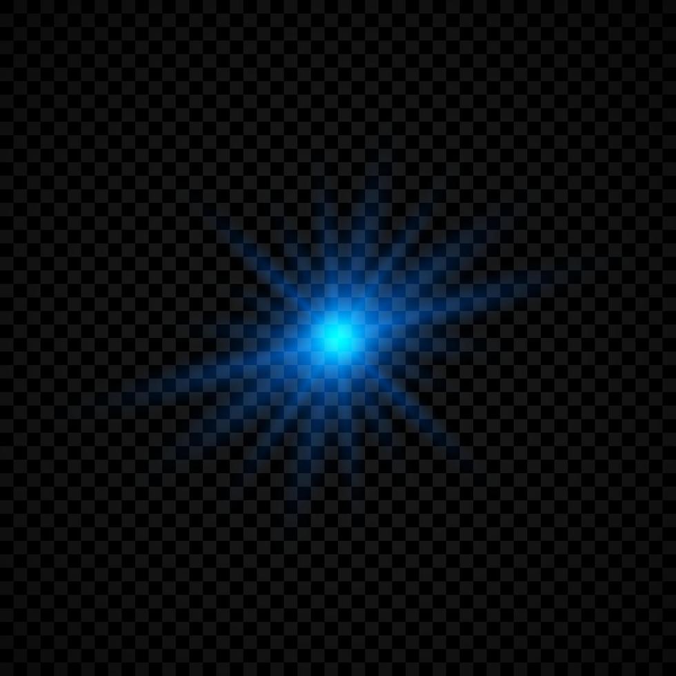 Lichteffekt von Lens Flares. Blau leuchtende Lichter Starburst-Effekte mit Funkeln. Vektor-Illustration vektor