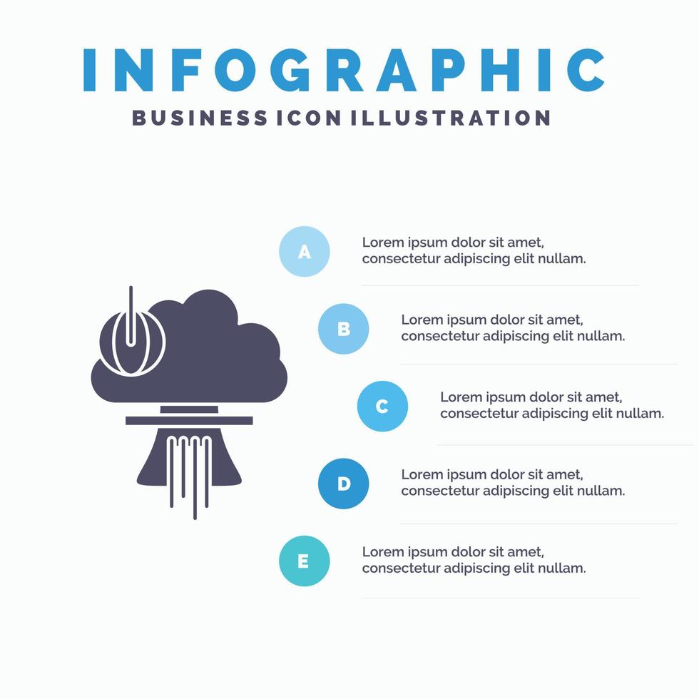 bomba. explosion. kärn. särskild. krig infographics mall för hemsida och presentation. glyf grå ikon med blå infographic stil vektor illustration.