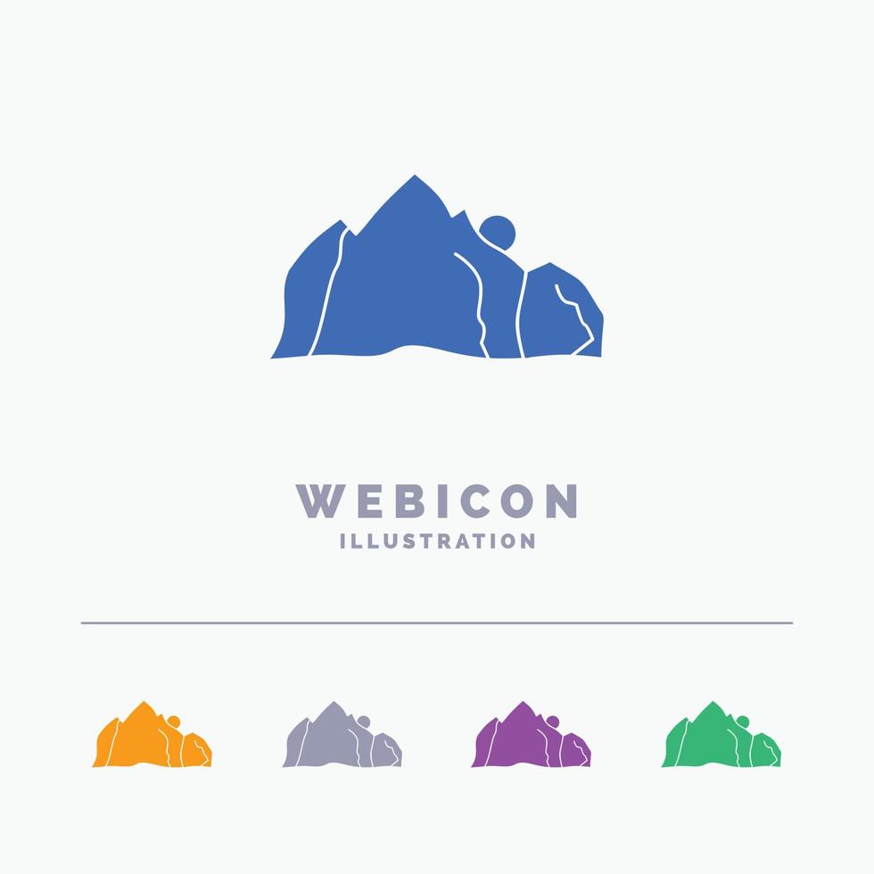 hügel. Landschaft. Natur. Berg. Szene 5-Farbglyphen-Websymbol-Vorlage isoliert auf Weiß. Vektor-Illustration vektor