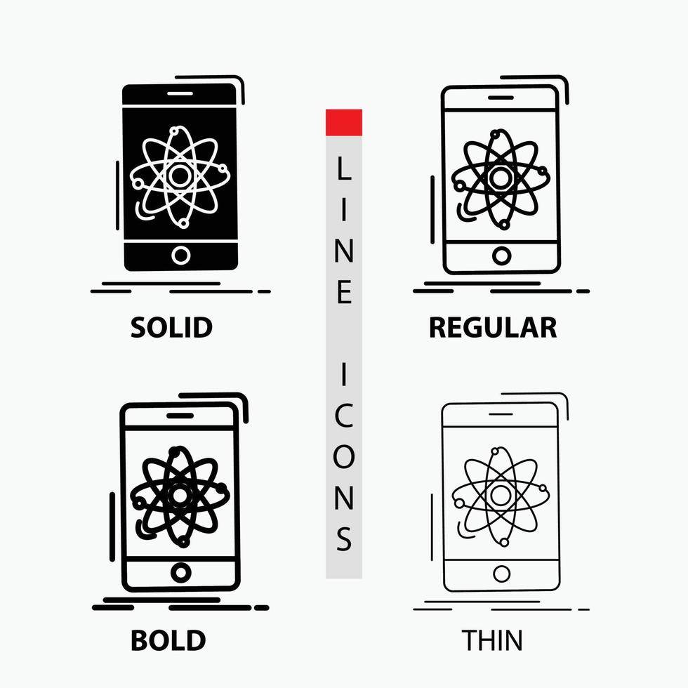 Daten. Information. Handy, Mobiltelefon. Forschung. Wissenschaftsikone in dünn. regulär. fette Linie und Glyphenstil. Vektor-Illustration vektor