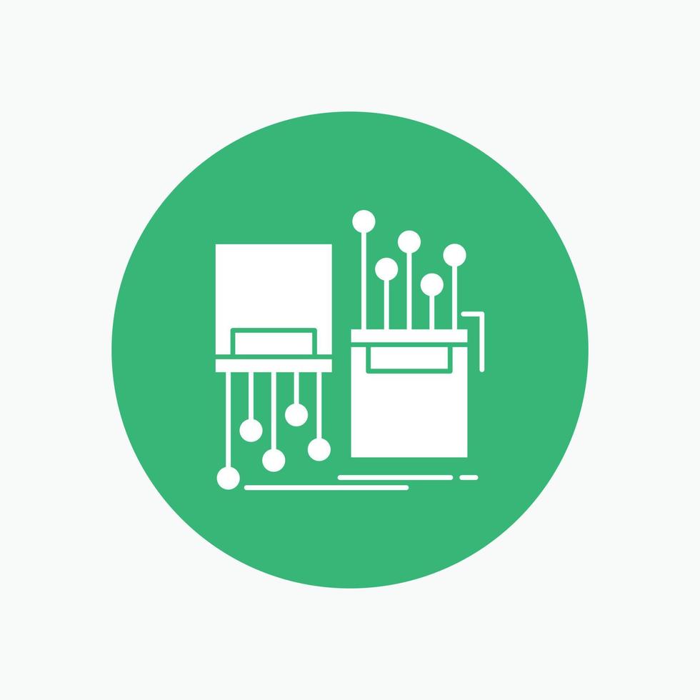 digital. fiber. elektronisk. körfält. kabel- vit glyf ikon i cirkel. vektor knapp illustration