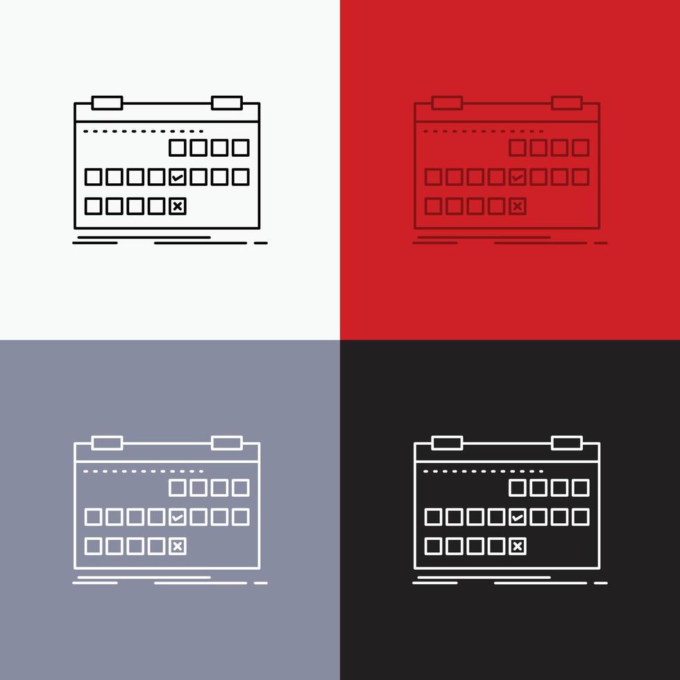 Kalender. Datum. Veranstaltung. Veröffentlichung. Zeitplansymbol über verschiedenen Hintergrund. Linienstil-Design. entwickelt für Web und App. eps 10-Vektorillustration vektor