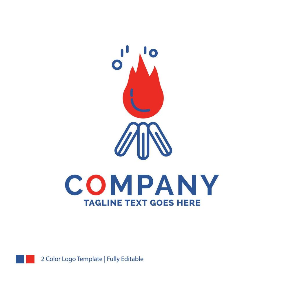 Firmenlogo-Design für Feuer. Flamme. Lagerfeuer. Camping. Lager. blaues und rotes markendesign mit platz für tagline. abstrakte kreative Logo-Vorlage für kleine und große Unternehmen. vektor