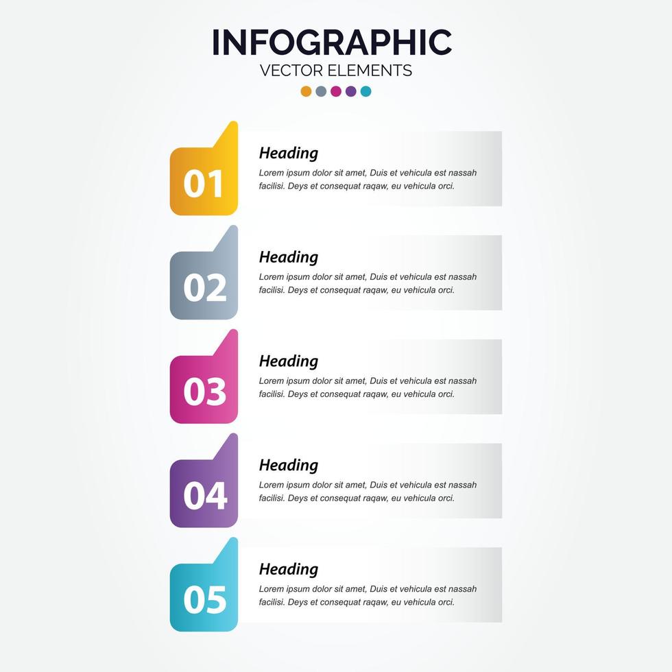 vertikal infographic företag färgrik mall baner design 5 alternativ bakgrund stil du kan Begagnade för marknadsföring bearbeta arbetsflöde presentation utveckling planen vektor