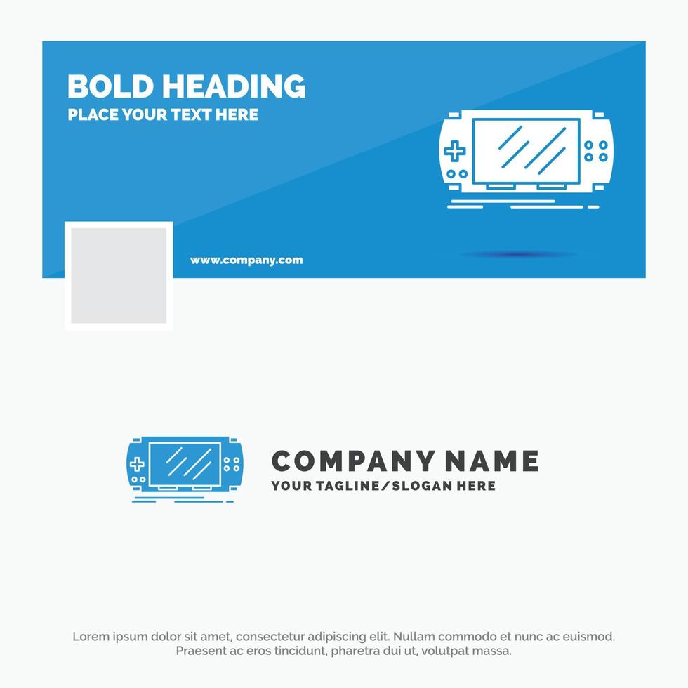 blå företag logotyp mall för trösta. enhet. spel. spelande. psp. Facebook tidslinje baner design. vektor webb baner bakgrund illustration